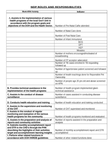 Ndp Roles and Responsibilities .